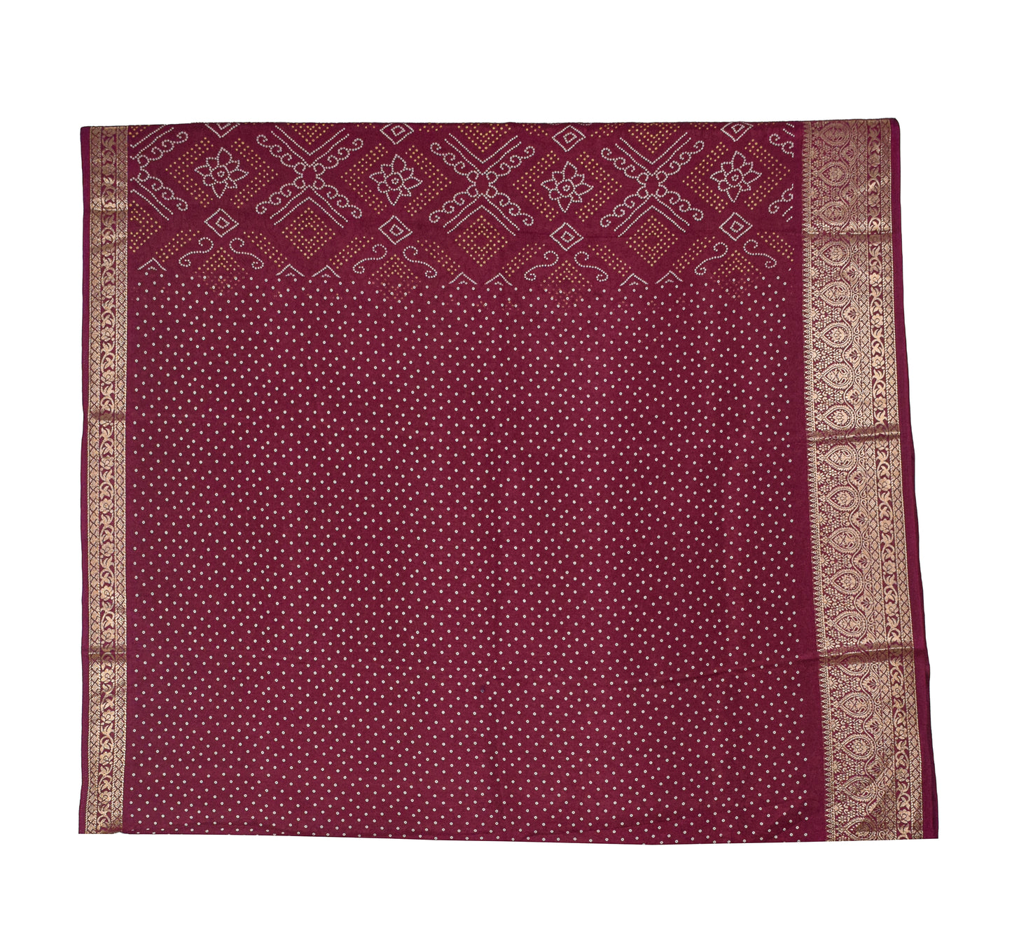 Bandhej Print Linen Nakshi Border Saree  - 5.5 Mtr Length    -  SKU : ZD22101A