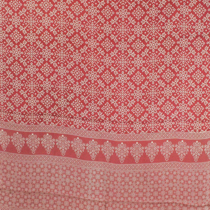 Ajrakh Modal Silk Lagdi Patto with Tassels Screen Print Hand Printed Saree  - With Blouse Piece - 5.5 Mtr Length    -  SKU : ID04C01D