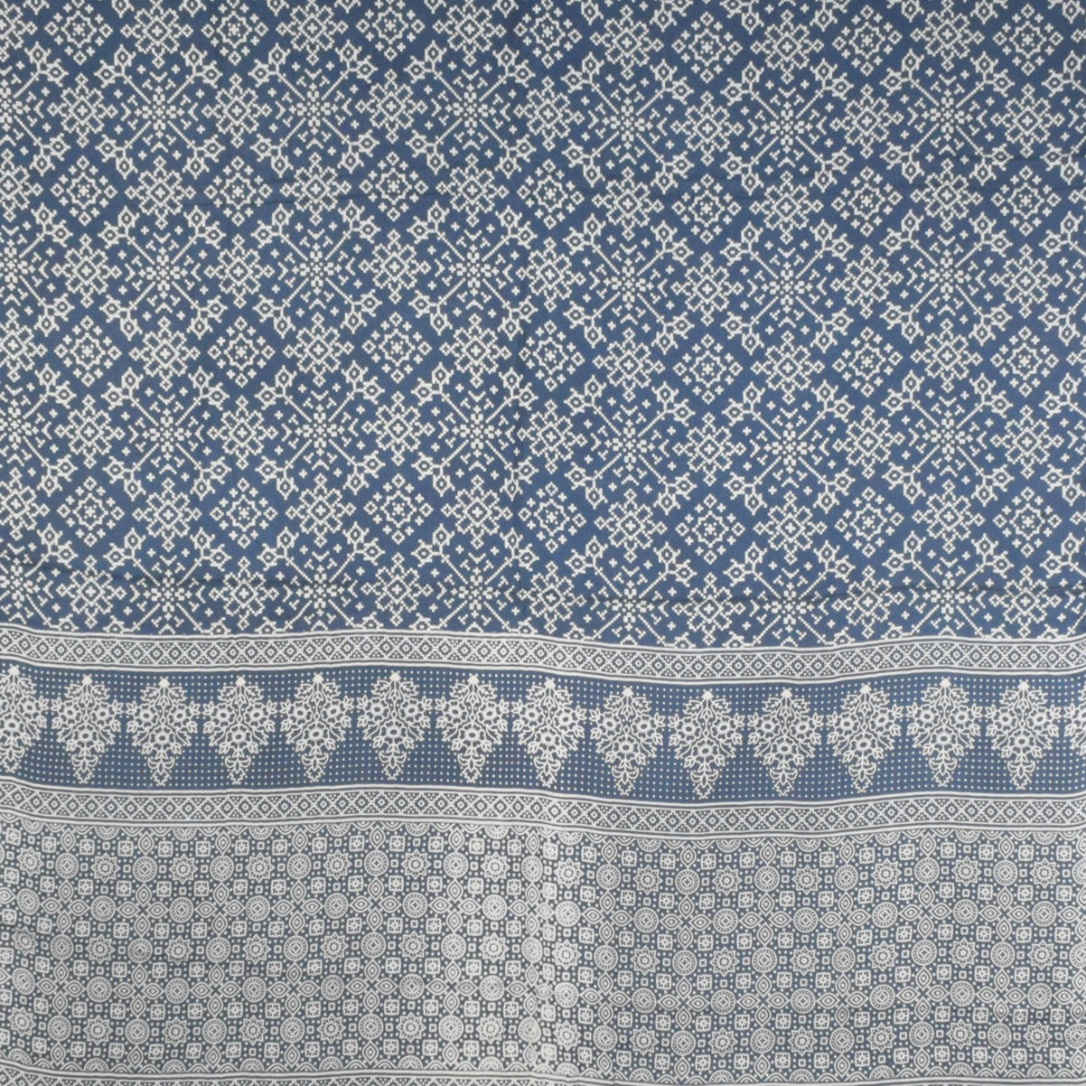 Ajrakh Modal Silk Lagdi Patto with Tassels Screen Print Hand Printed Saree  - With Blouse Piece - 5.5 Mtr Length    -  SKU : ID04C01B