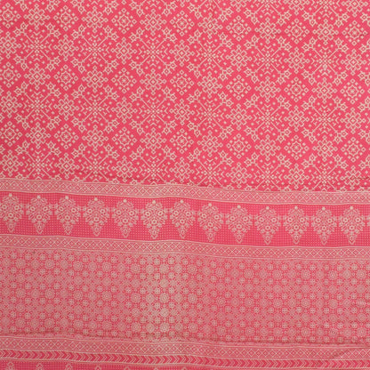 Ajrakh Modal Silk Lagdi Patto with Tassels Screen Print Hand Printed Saree  - With Blouse Piece - 5.5 Mtr Length    -  SKU : ID04C01A