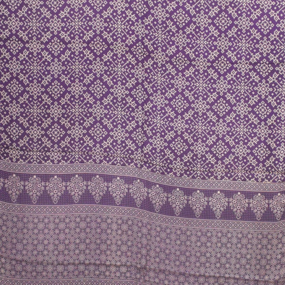 Ajrakh Modal Silk Lagdi Patto with Tassels Screen Print Hand Printed Saree  - With Blouse Piece - 5.5 Mtr Length    -  SKU : ID04C01E