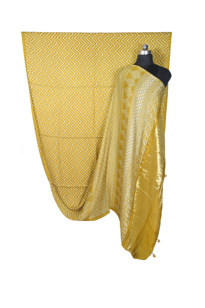 Laheryu Print Modal Silk Lagdi Patto with Tassels Screen Print Hand Printed Saree  - With Blouse Piece - 5.5 Mtr Length    -  SKU : ID04C02B