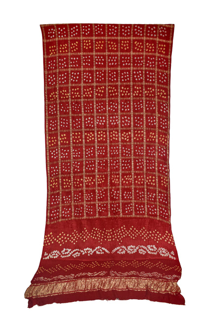 Bandhej [ Tie-Dye] Modal Silk Gharchola Design Golden Border Saree with Blouse Piece - 5.5 Mtr Length    -  SKU : MG01301A