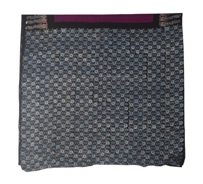 Plain Dyeing Modal Silk Part Natural Dye Ajrakh Border Hand Block Print Saree Natural Dye Ajrakh Pallu - With Blouse Piece - 5.5 Mtr Length    -  SKU : 0167-MGBK