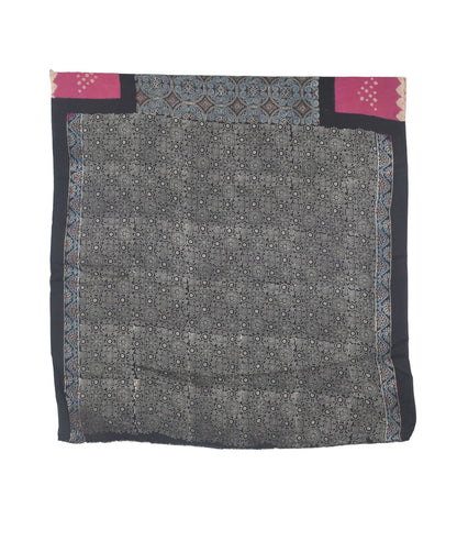 Ajrakh Modal Silk Part Natural Dye Bandhej Border & Bandhej Pallu Gharchola Design Saree Hand Block Print - With Blouse Piece - 5.5 Mtr Length    -  SKU : ZD29A01D