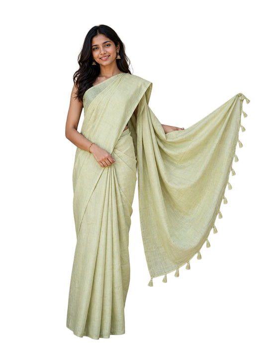 Plain Dyeing Modal Silk Saree with Tassels - With Blouse Piece - 5.5 Mtr Length    -  SKU : 0175-BGBG