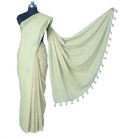 Plain Dyeing Modal Silk Saree with Tassels - With Blouse Piece - 5.5 Mtr Length    -  SKU : 0175-BGBG
