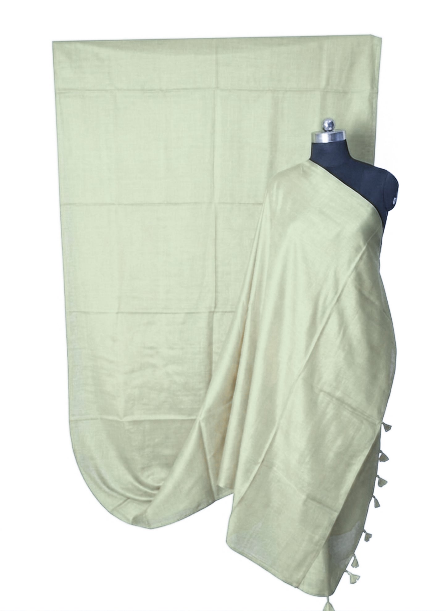 Plain Dyeing Modal Silk Saree with Tassels - With Blouse Piece - 5.5 Mtr Length    -  SKU : 0175-BGBG