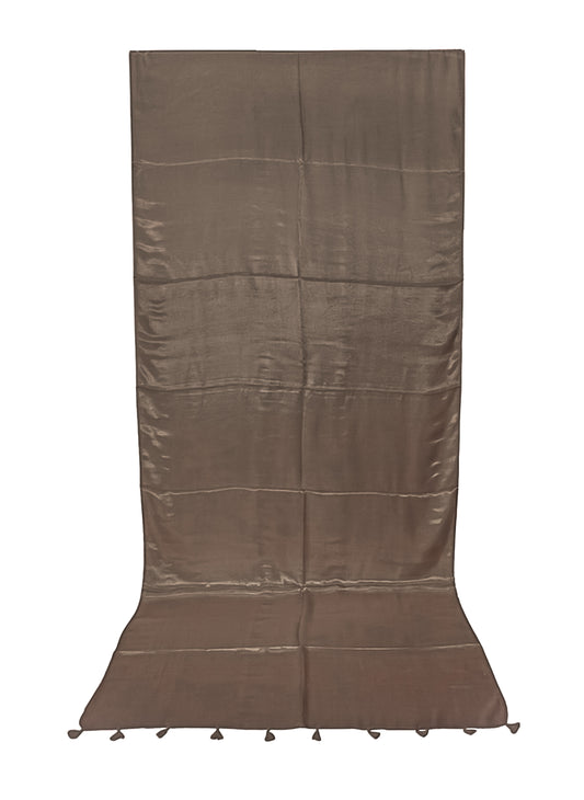 Plain Dyeing Modal Silk Saree with Tassels - With Blouse Piece - 5.5 Mtr Length    -  SKU : 0175-BRBR