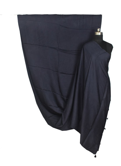 Plain Dyeing Modal Silk Saree with Tassels - With Blouse Piece - 5.5 Mtr Length   -  SKU : 0175-DBDB