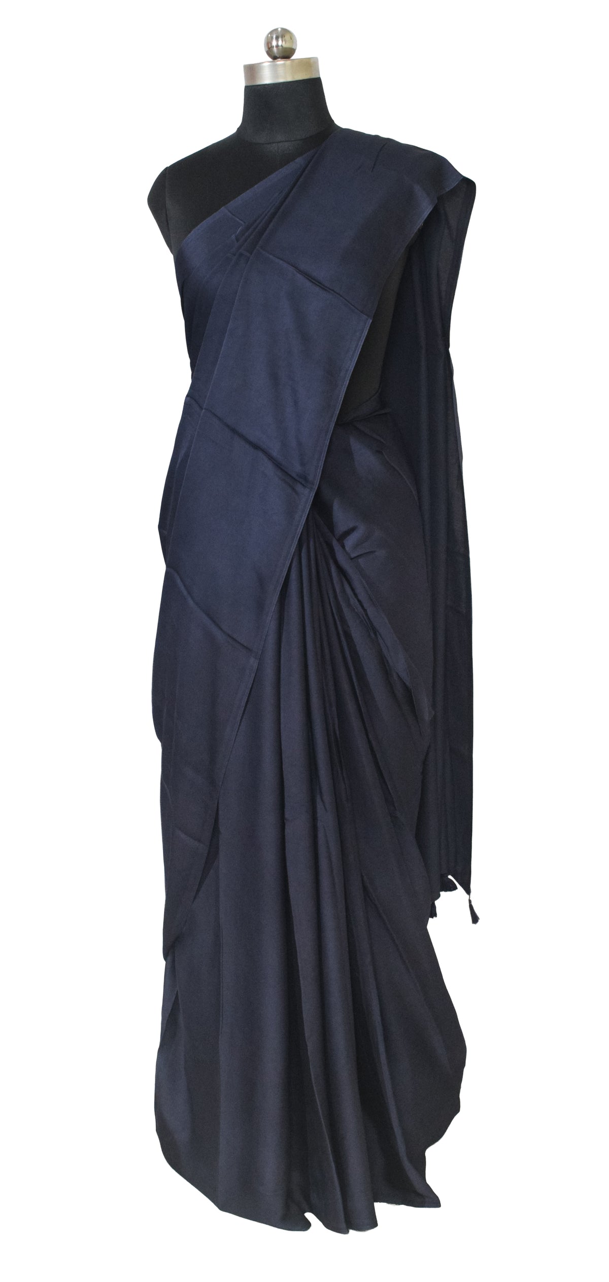 Plain Dyeing Modal Silk Saree with Tassels - With Blouse Piece - 5.5 Mtr Length   -  SKU : 0175-DBDB