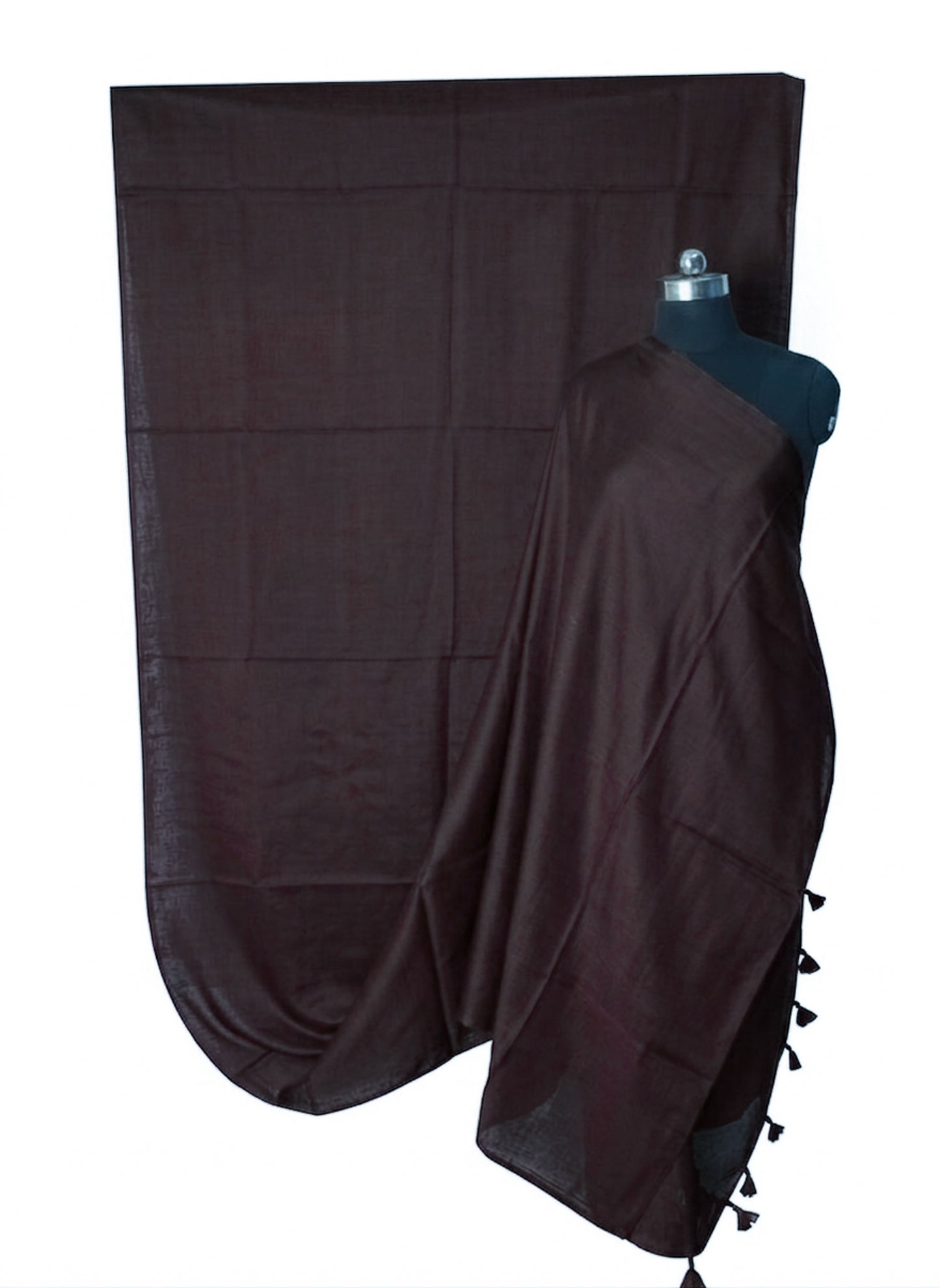 Plain Dyeing Modal Silk Saree with Tassels - With Blouse Piece - 5.5 Mtr Length    -  SKU : 0175-DMDM