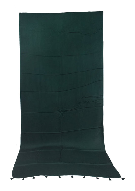 Plain Dyeing Modal Silk Saree with Tassels - With Blouse Piece - 5.5 Mtr Length   -  SKU : 0175-GRGR