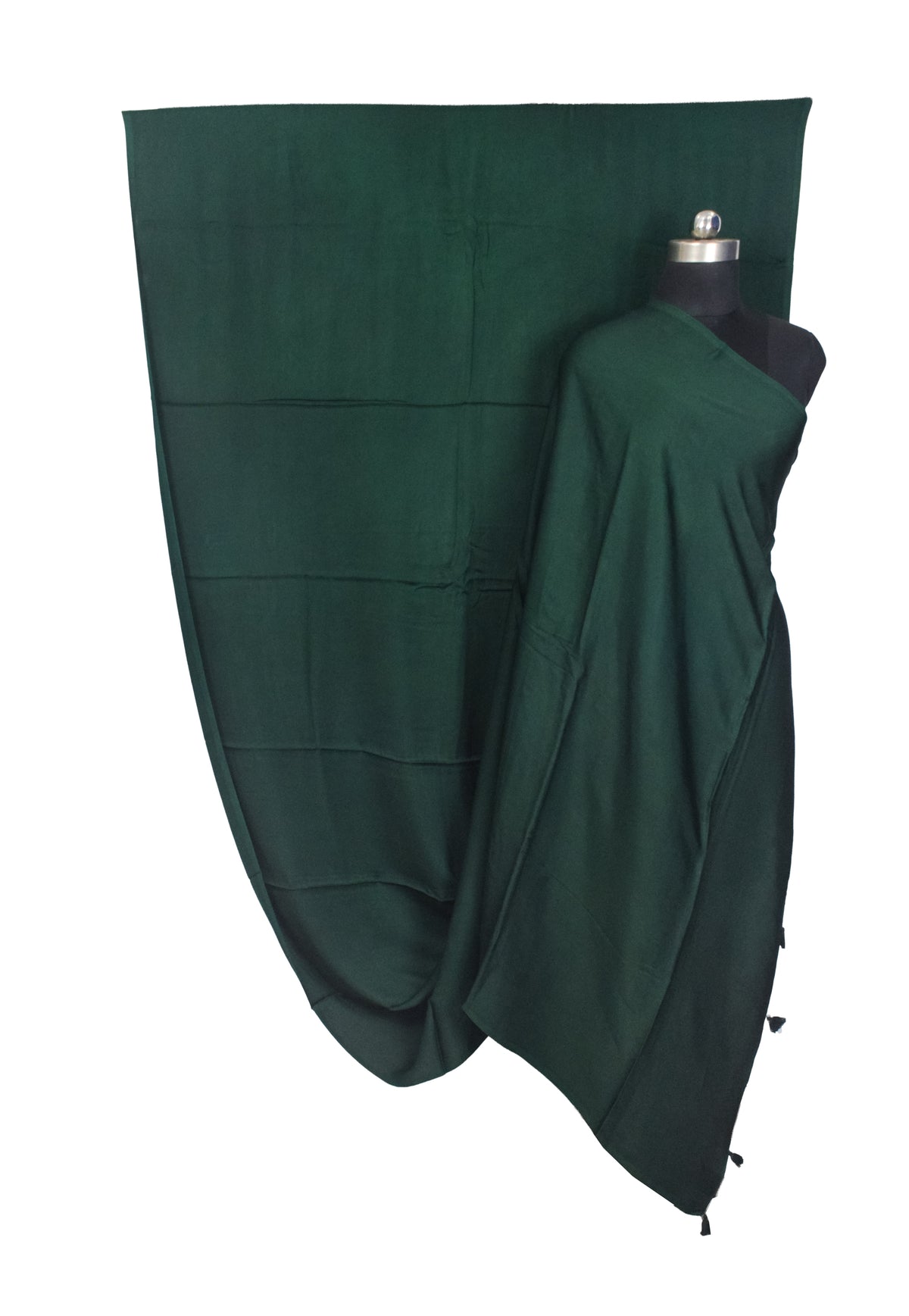 Plain Dyeing Modal Silk Saree with Tassels - With Blouse Piece - 5.5 Mtr Length   -  SKU : 0175-GRGR