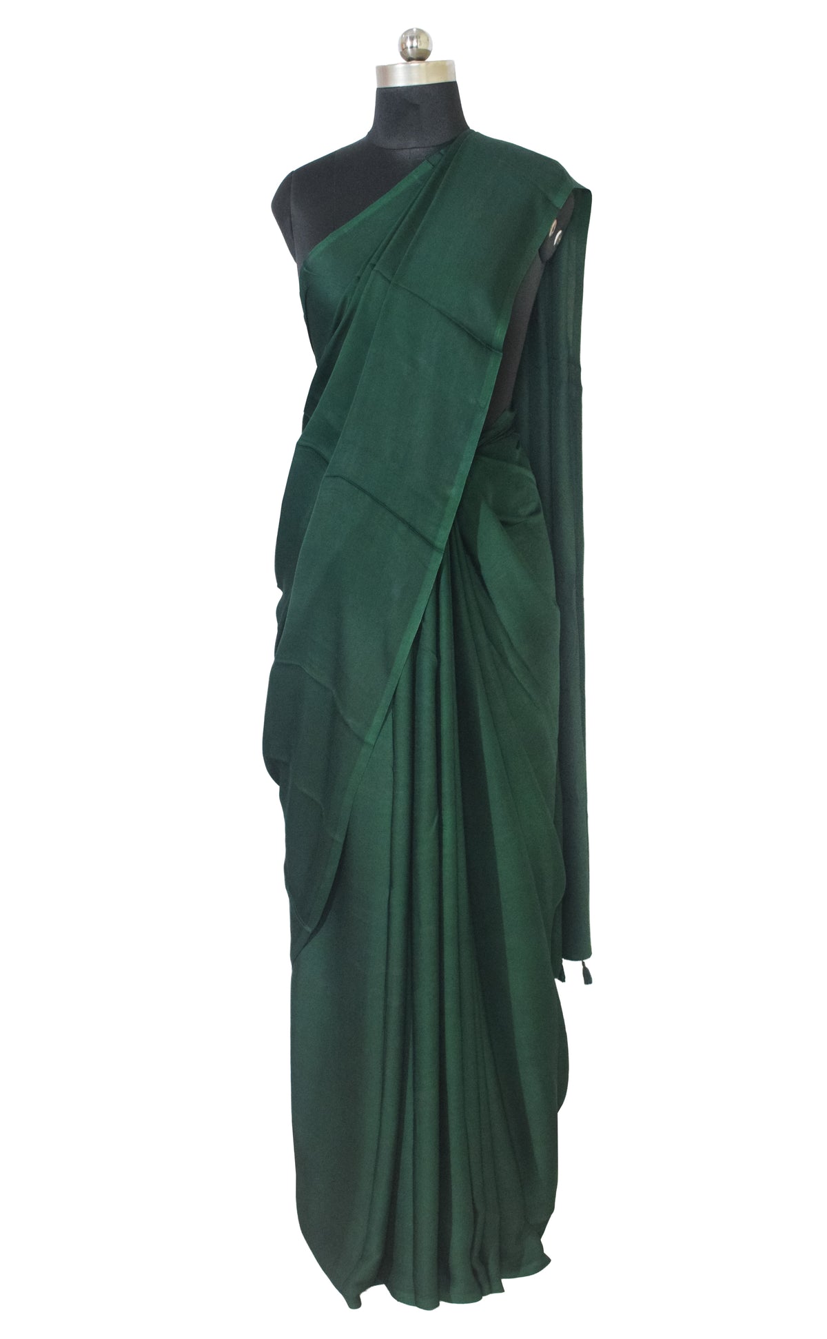 Plain Dyeing Modal Silk Saree with Tassels - With Blouse Piece - 5.5 Mtr Length   -  SKU : 0175-GRGR