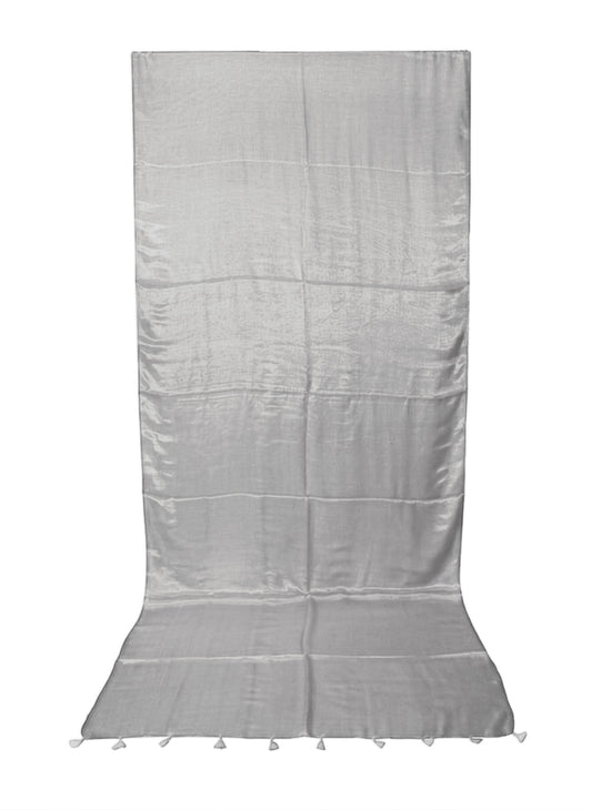 Plain Dyeing Modal Silk Saree with Tassels - With Blouse Piece - 5.5 Mtr Length - SKU : 0175-GYGY