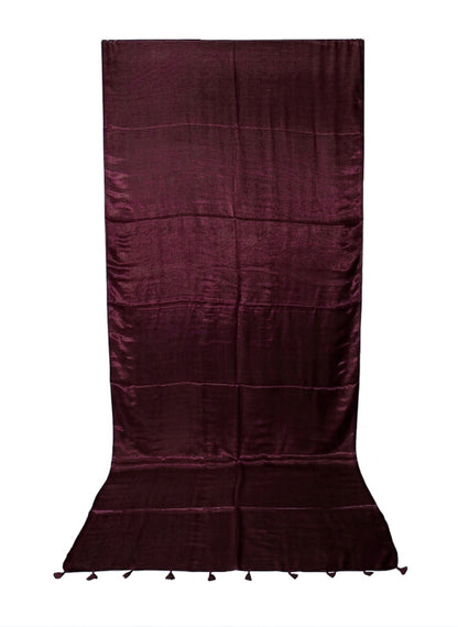 Plain Dyeing Modal Silk Saree with Tassels - With Blouse Piece - 5.5 Mtr Length    -  SKU : 0175-MRMR