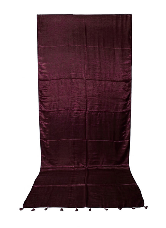 Plain Dyeing Modal Silk Saree with Tassels - With Blouse Piece - 5.5 Mtr Length    -  SKU : 0175-MRMR