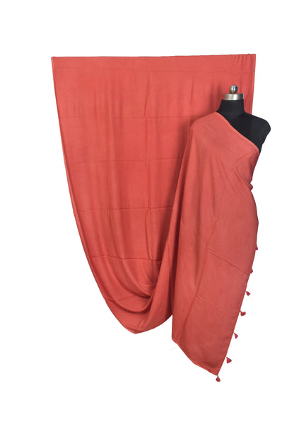 Plain Dyeing Modal Silk Saree with Tassels - With Blouse Piece - 5.5 Mtr Length   -  SKU : 0175-PHPH