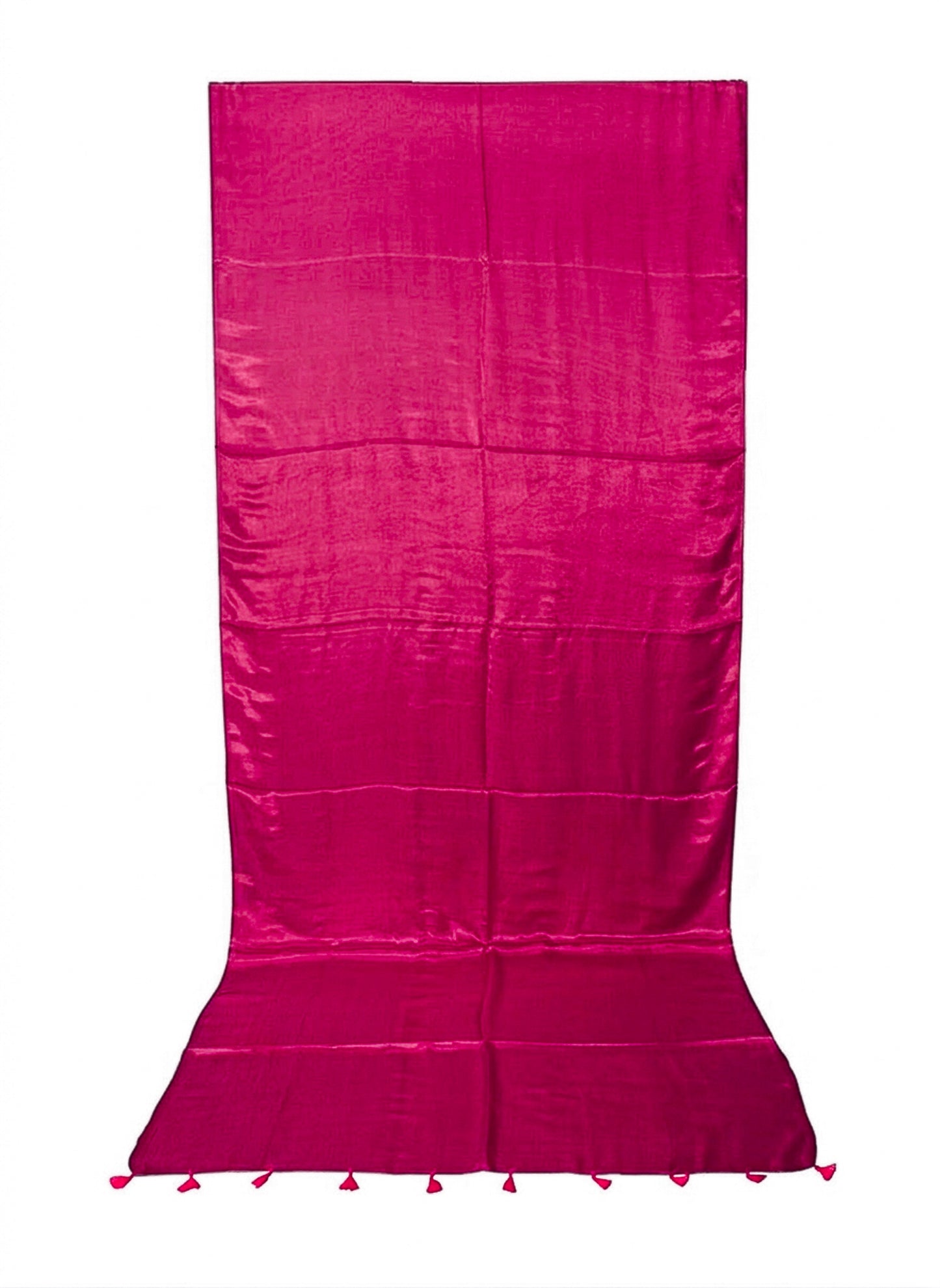 Plain Dyeing Modal Silk Saree with Tassels - With Blouse Piece - 5.5 Mtr Length    -  SKU : 0175-PKPK