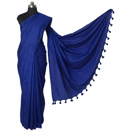 Plain Dyeing Modal Silk Saree with Tassels - With Blouse Piece - 5.5 Mtr Length    -  SKU : 0175-RYRY