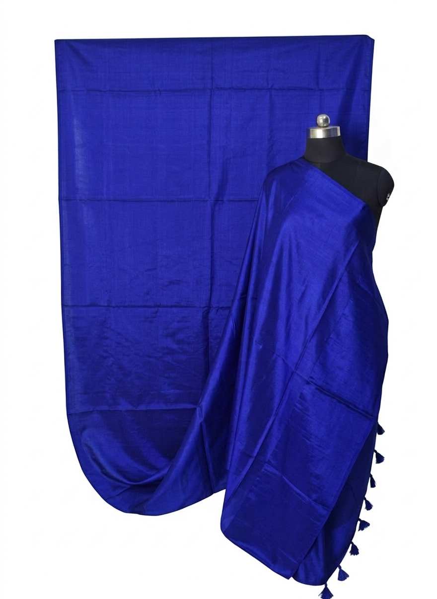 Plain Dyeing Modal Silk Saree with Tassels - With Blouse Piece - 5.5 Mtr Length    -  SKU : 0175-RYRY
