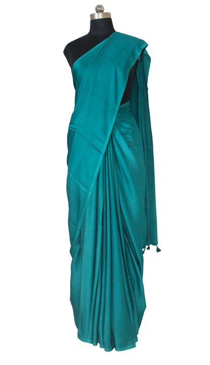 Plain Dyeing Modal Silk Saree with Tassels - With Blouse Piece - 5.5 Mtr Length   -  SKU : 0175-SDSD