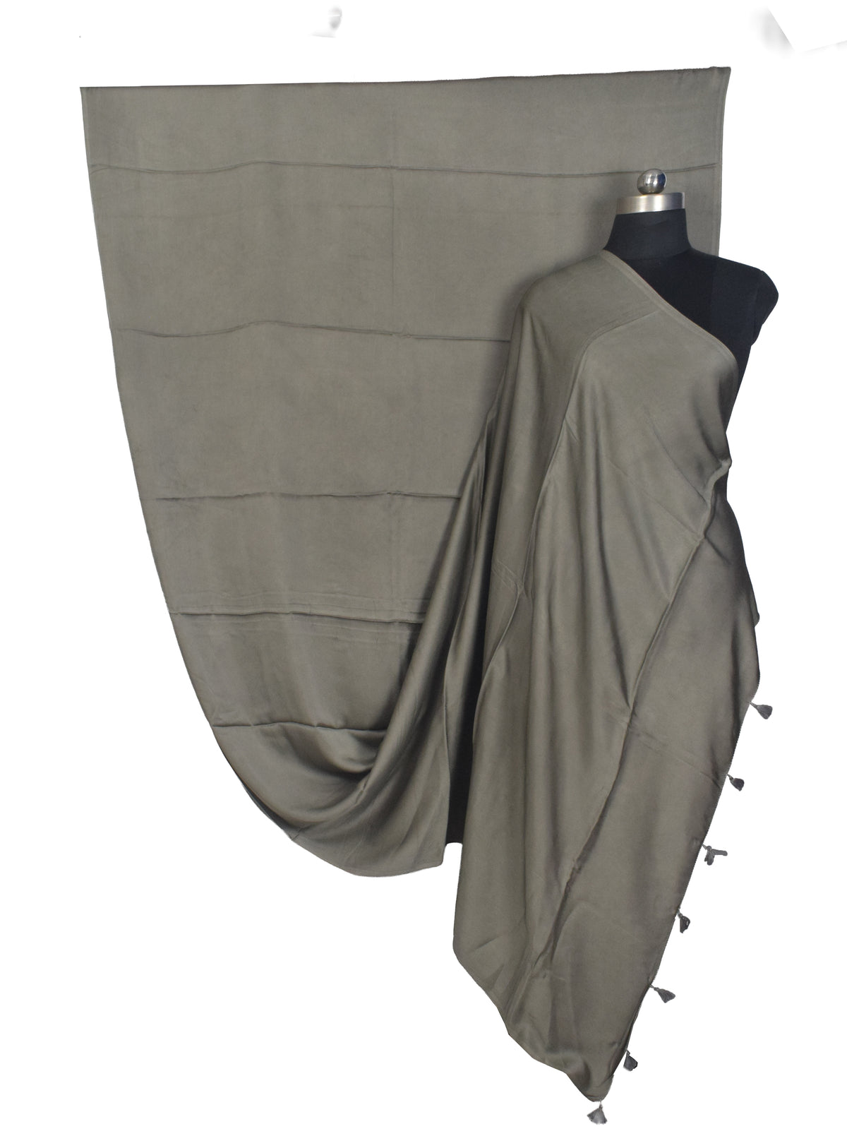 Plain Dyeing Modal Silk Saree with Tassels - With Blouse Piece - 5.5 Mtr Length   -  SKU : 0175-SGSG