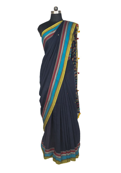 Weaving Design Fine Cotton Patterned Weaving Fumka Work Saree with Blouse Piece - 5.5 Mtr Length   -  SKU : DB11601A
