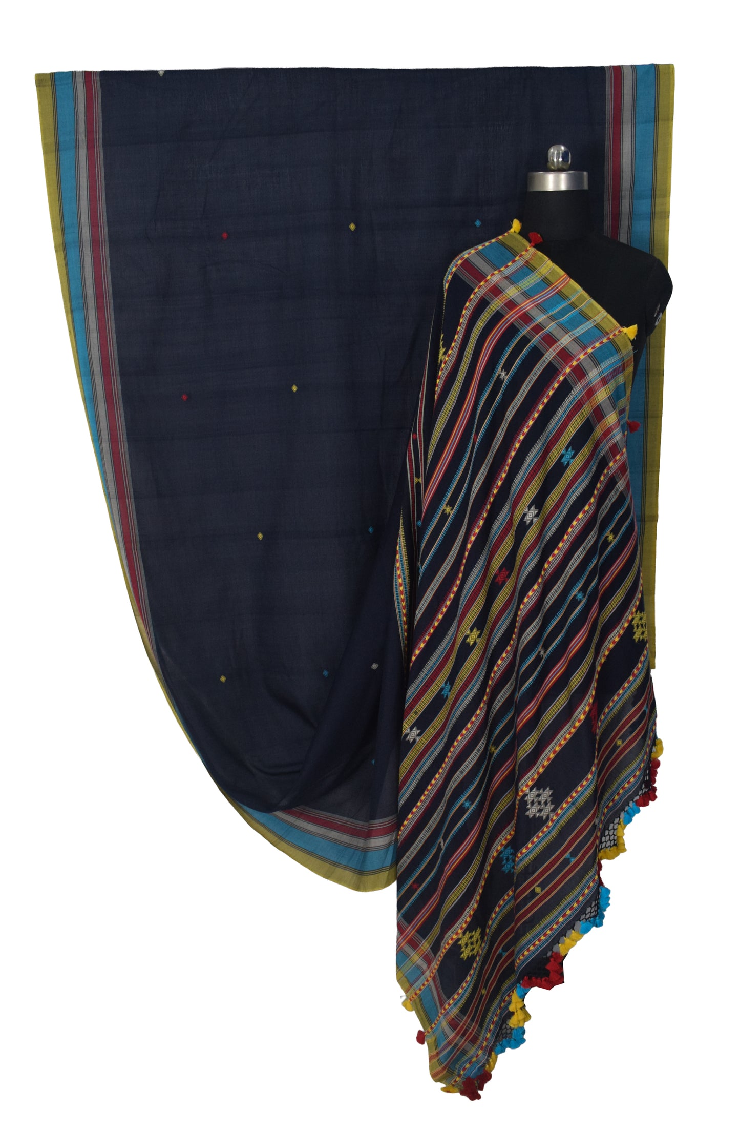 Weaving Design Fine Cotton Patterned Weaving Fumka Work Saree with Blouse Piece - 5.5 Mtr Length   -  SKU : DB11601A