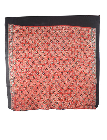 Bandhej [ Tie-Dye] Modal Silk Part Natural Dye Ajrakh Pallu Hand Block Print Saree With Ajrakh Blouse Piece - 5.5 Mtr Length   -  SKU : MS15601J