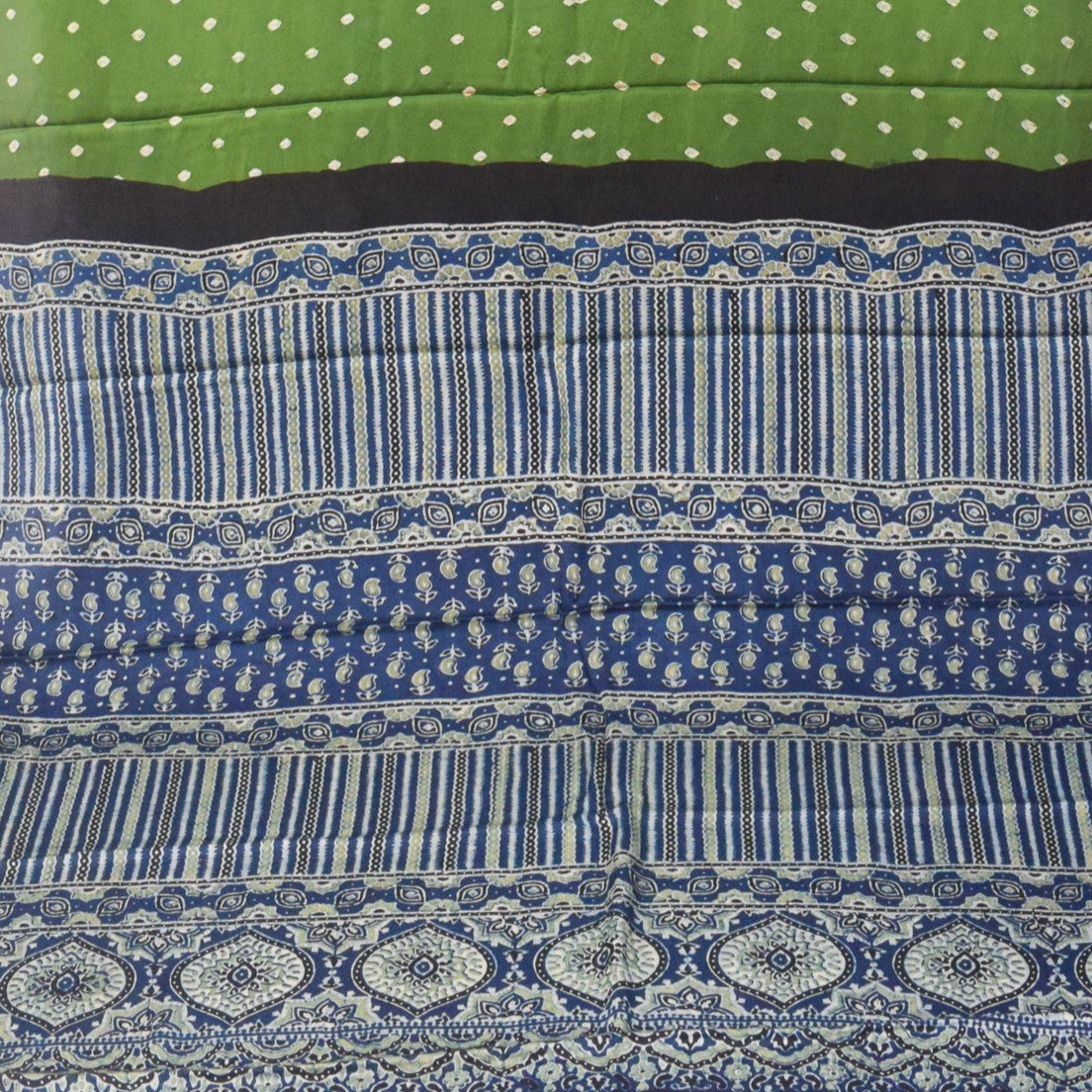 Bandhej [ Tie-Dye] Modal Silk Part Natural Dye Ajrakh Pallu Hand Block Print Saree With Ajrakh Blouse Piece - 5.5 Mtr Length   -  SKU : MS15601F