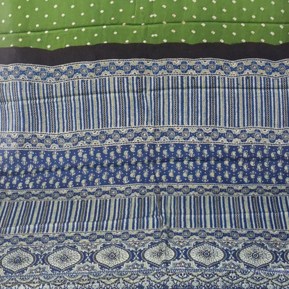 Bandhej [ Tie-Dye] Modal Silk Part Natural Dye Ajrakh Pallu Hand Block Print Saree With Ajrakh Blouse Piece - 5.5 Mtr Length   -  SKU : MS15601F