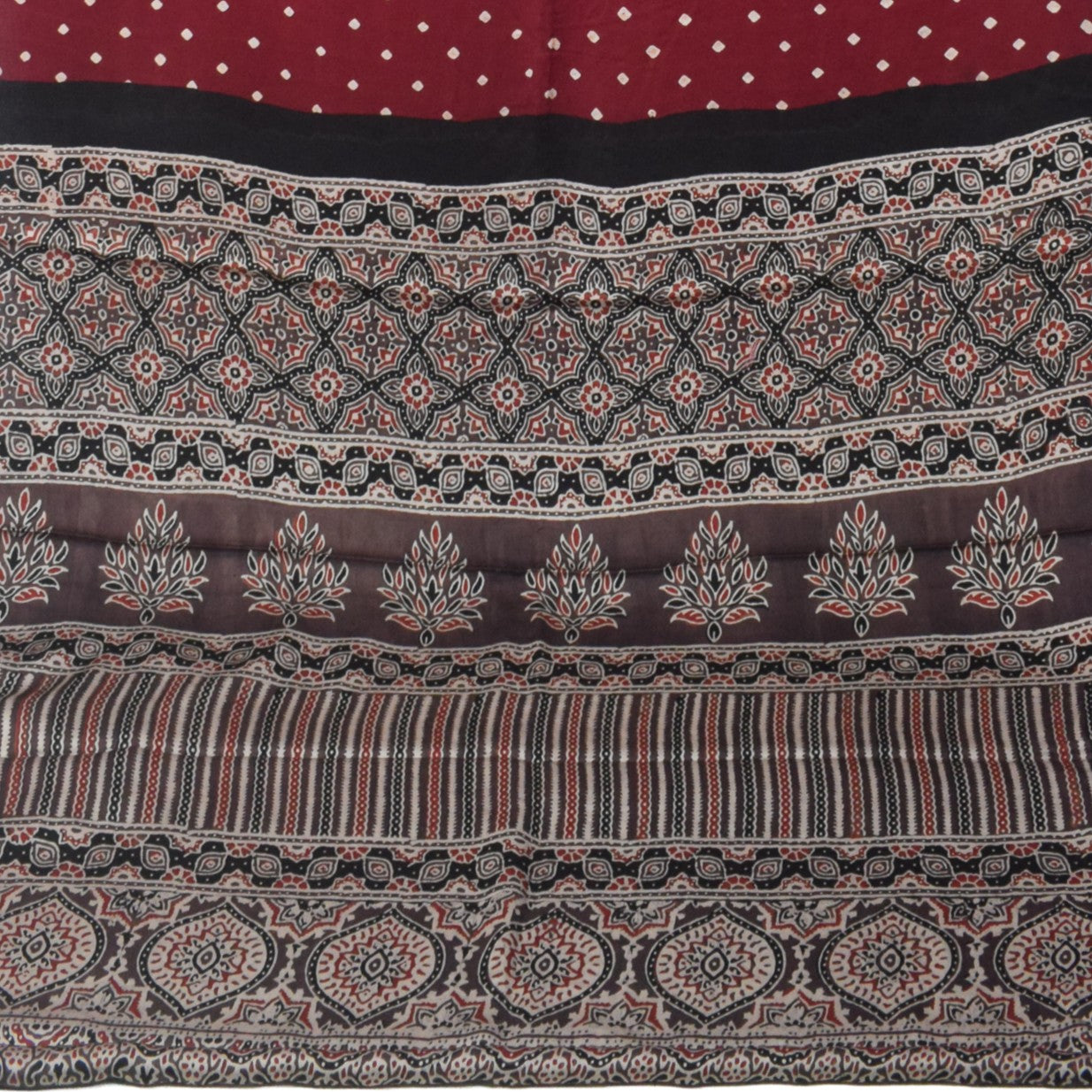 Bandhej [ Tie-Dye] Modal Silk Part Natural Dye Ajrakh Pallu Hand Block Print Saree With Ajrakh Blouse Piece - 5.5 Mtr Length   -  SKU : MS15601C