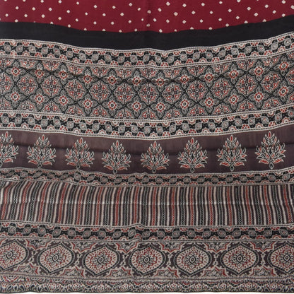 Bandhej [ Tie-Dye] Modal Silk Part Natural Dye Ajrakh Pallu Hand Block Print Saree With Ajrakh Blouse Piece - 5.5 Mtr Length   -  SKU : MS15601C