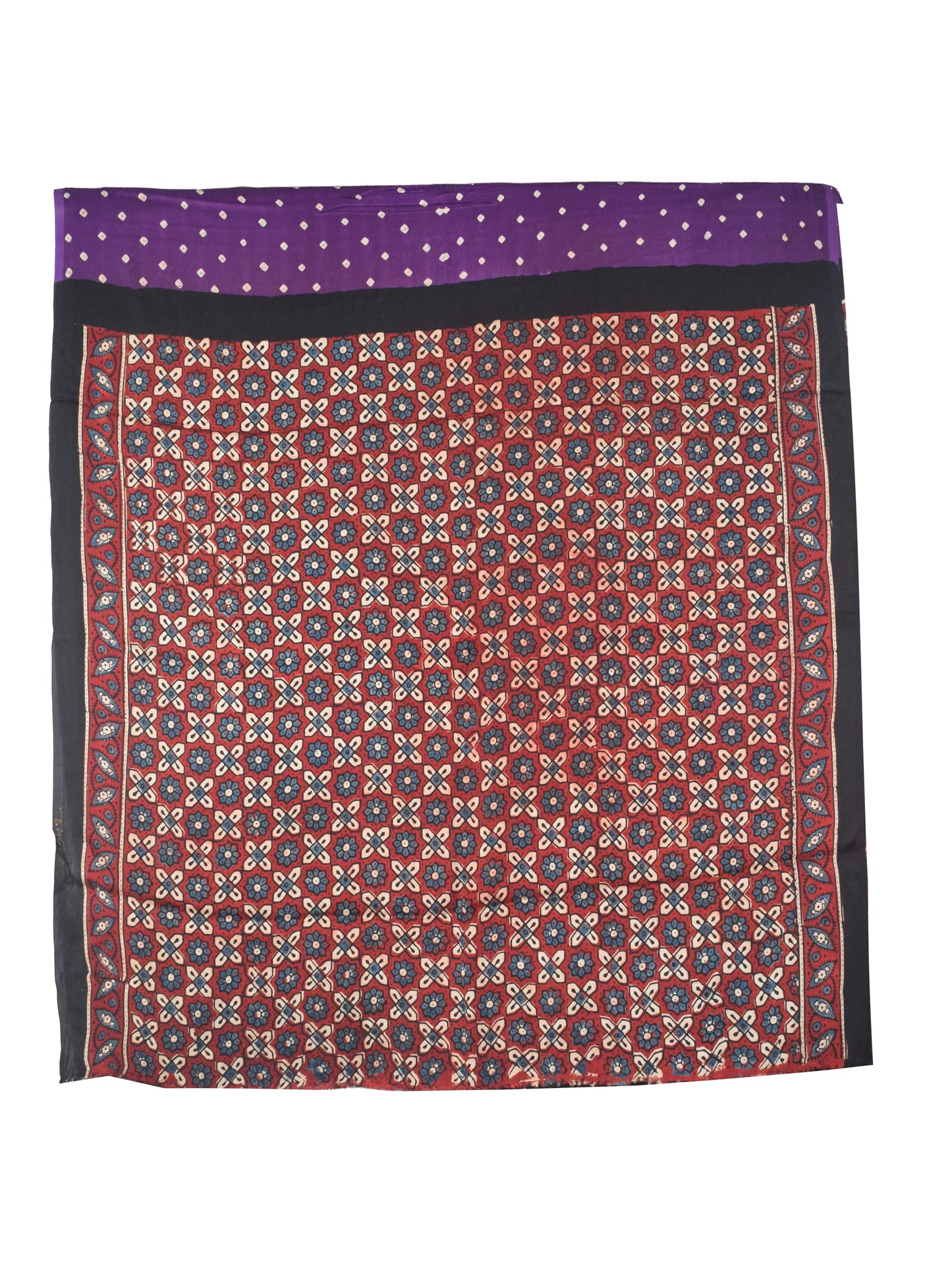 Bandhej [ Tie-Dye] Modal Silk Part Natural Dye Ajrakh Pallu Hand Block Print Saree With Ajrakh Blouse Piece - 5.5 Mtr Length   -  SKU : MS15601H