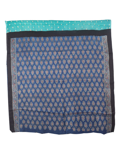 Bandhej [ Tie-Dye] Modal Silk Part Natural Dye Ajrakh Pallu Hand Block Print Saree With Ajrakh Blouse Piece - 5.5 Mtr Length   -  SKU : MS15601I