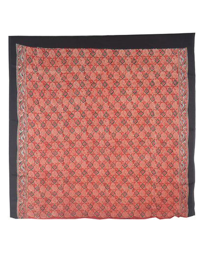 Bandhej [ Tie-Dye] Modal Silk Part Natural Dye Ajrakh Pallu Hand Block Print Saree With Ajrakh Blouse Piece - 5.5 Mtr Length   -  SKU : MS25601B
