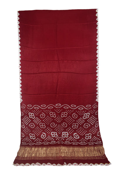 Plain Dyeing Modal Silk Bandhej Pallu Saree with Golden Border - With Blouse Piece - 5.5 Mtr Length   -  SKU : ZD27703B