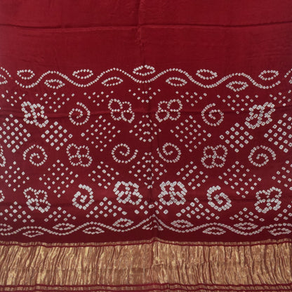 Plain Dyeing Modal Silk Bandhej Pallu Saree with Golden Border - With Blouse Piece - 5.5 Mtr Length   -  SKU : ZD27703B