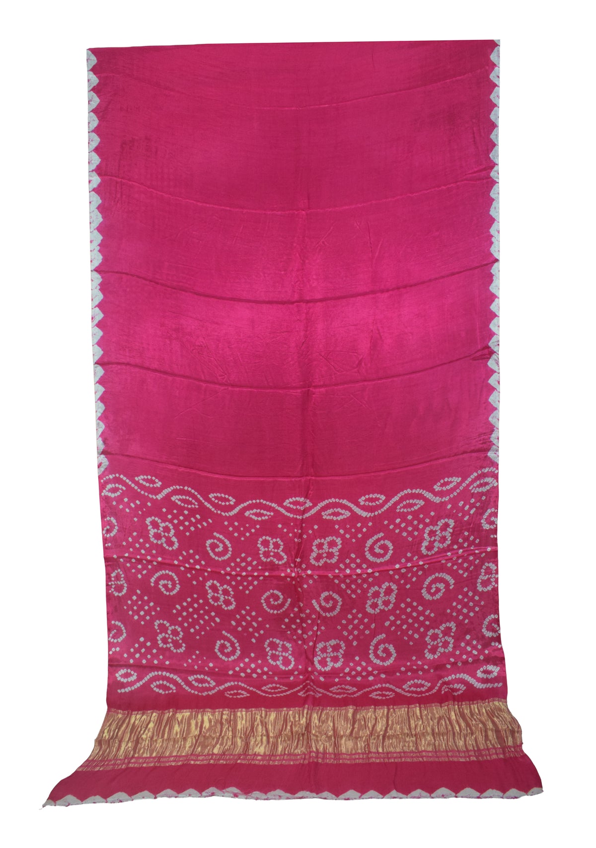 Plain Dyeing Modal Silk Bandhej Pallu Saree with Golden Border - With Blouse Piece - 5.5 Mtr Length   -  SKU : ZD27703A
