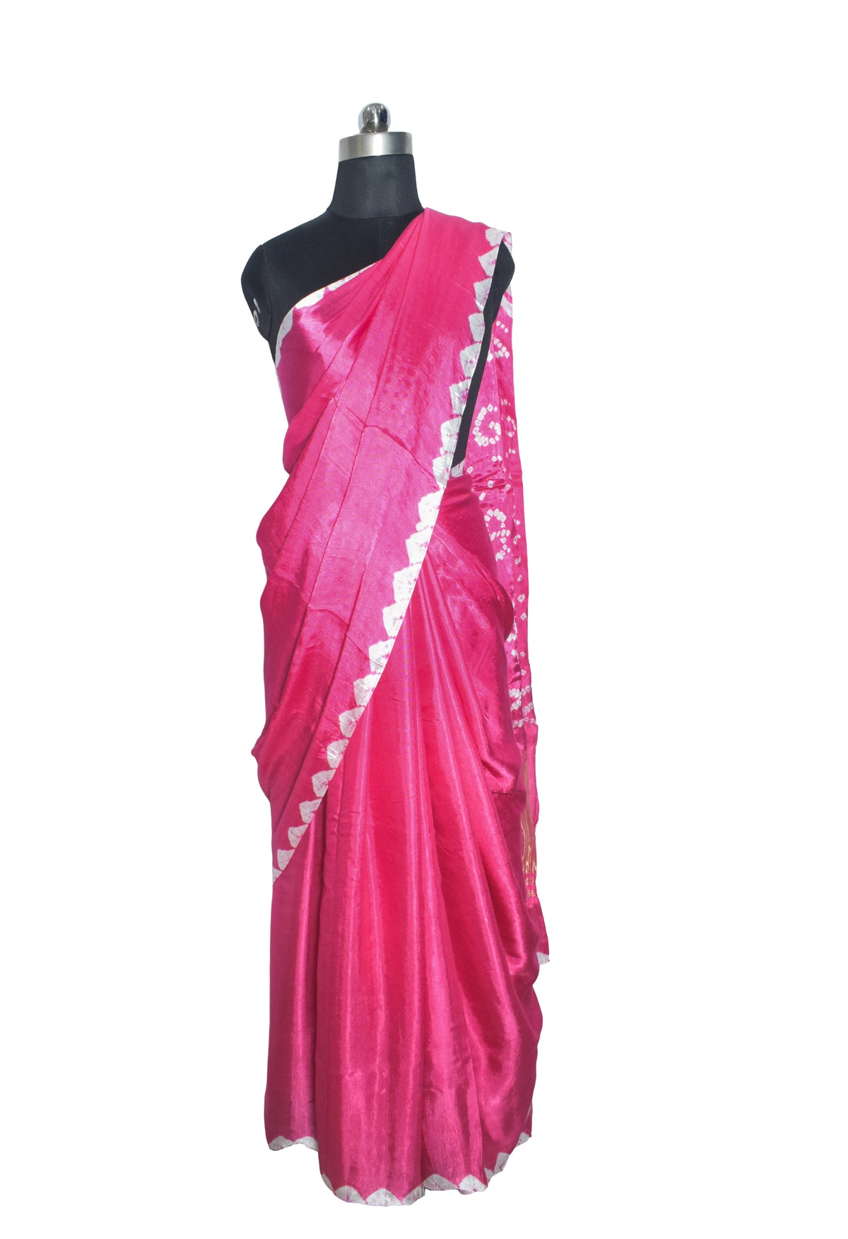Plain Dyeing Modal Silk Bandhej Pallu Saree with Golden Border - With Blouse Piece - 5.5 Mtr Length   -  SKU : ZD27703A