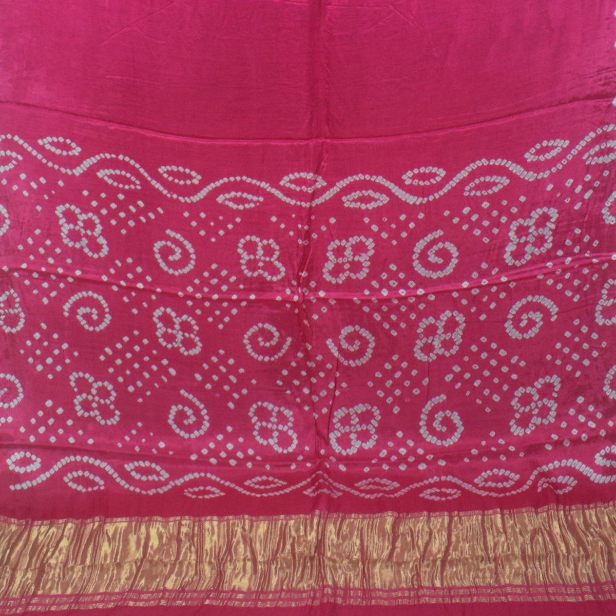 Plain Dyeing Modal Silk Bandhej Pallu Saree with Golden Border - With Blouse Piece - 5.5 Mtr Length   -  SKU : ZD27703A