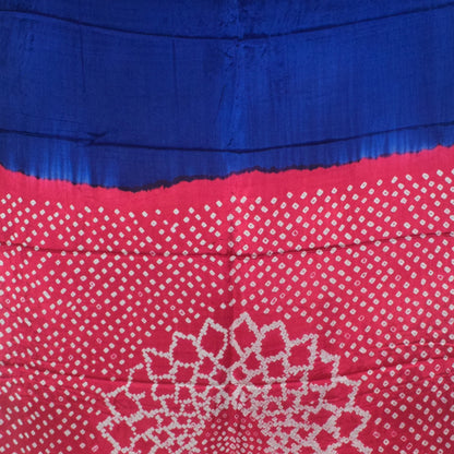Plain Dyeing Modal Silk Two Colour Print Bandhej [ Tie-Dye] Saree with Golden Border - With Blouse Piece - 5.5 Mtr Length   -  SKU : ZD27704A