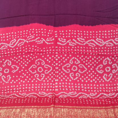 Plain Dyeing Modal Silk Two Colour Print Bandhej [ Tie-Dye] Saree Nakshi Border with Blouse Piece - 5.5 Mtr Length   -  SKU : ZD27705A