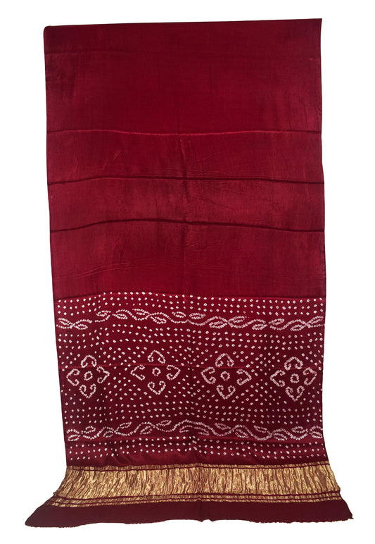 Plain Dyeing Modal Silk Single Colour Bandhani Saree with Golden Border - 5.5 Mtr Length   -  SKU : ZD27706A