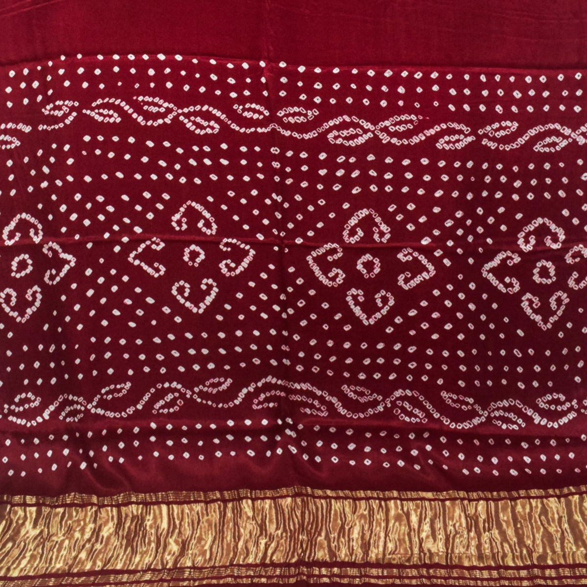 Plain Dyeing Modal Silk Single Colour Bandhani Saree with Golden Border - 5.5 Mtr Length   -  SKU : ZD27706A
