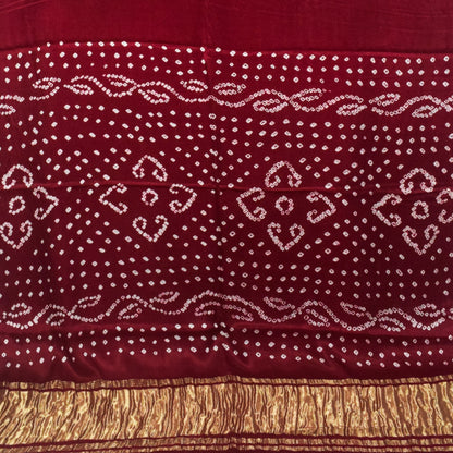 Plain Dyeing Modal Silk Single Colour Bandhani Saree with Golden Border - 5.5 Mtr Length   -  SKU : ZD27706A
