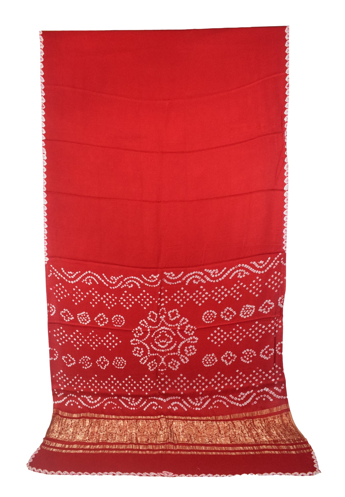 Plain Dyeing Modal Silk Bandhej Pallu Saree with Nakshi Border - With Blouse Piece - 5.5 Mtr Length   -  SKU : ZD27707A