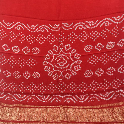 Plain Dyeing Modal Silk Bandhej Pallu Saree with Nakshi Border - With Blouse Piece - 5.5 Mtr Length   -  SKU : ZD27707A